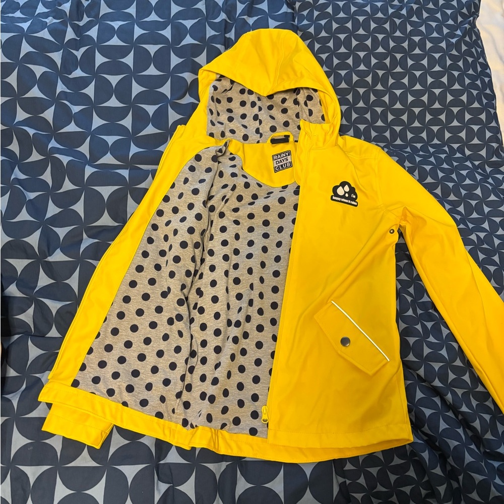 Petit Bateau Yellow Raincoat with Polka Dot Lining